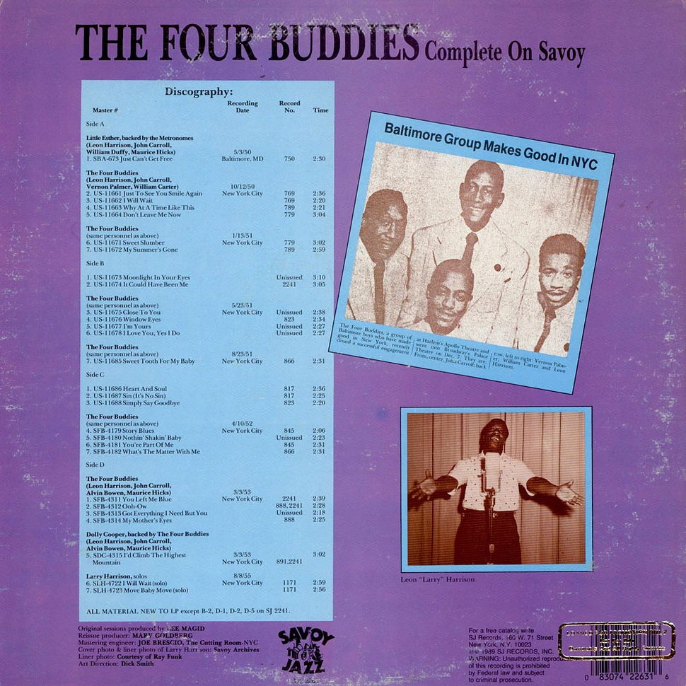 The Four Buddies - Complete On Savoy