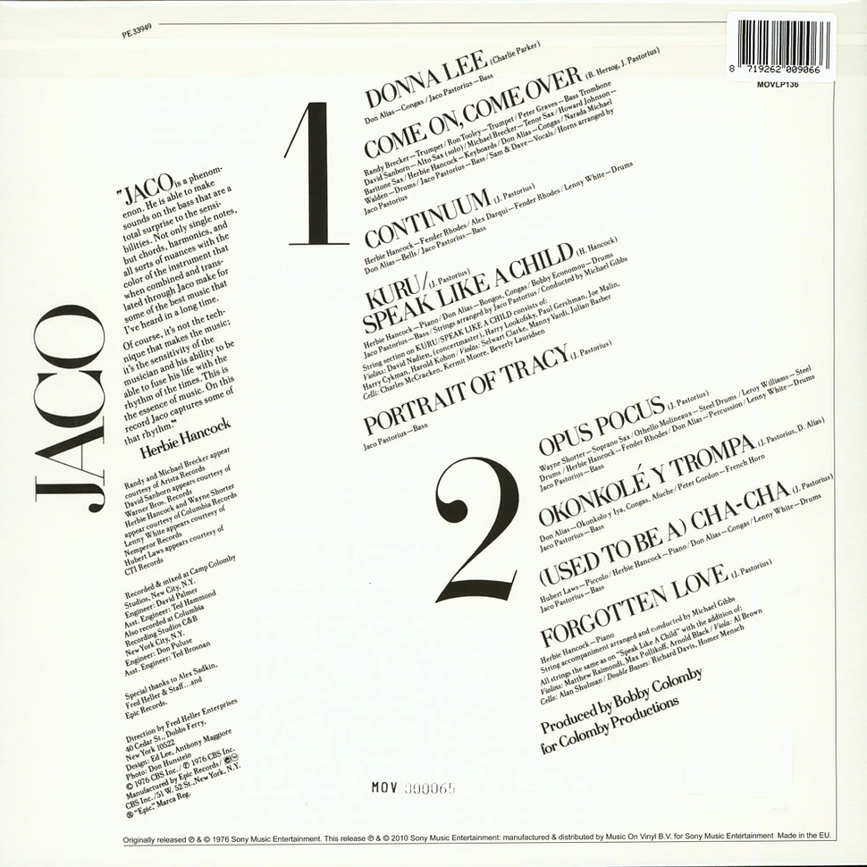 Jaco Pastorius - Jaco Pastorius Colored Vinyl Edition