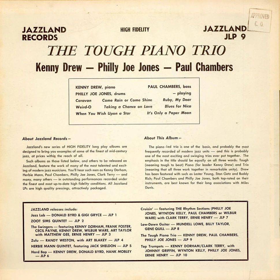 Kenny Drew, "Philly" Joe Jones, Paul Chambers - Tough Piano Trio