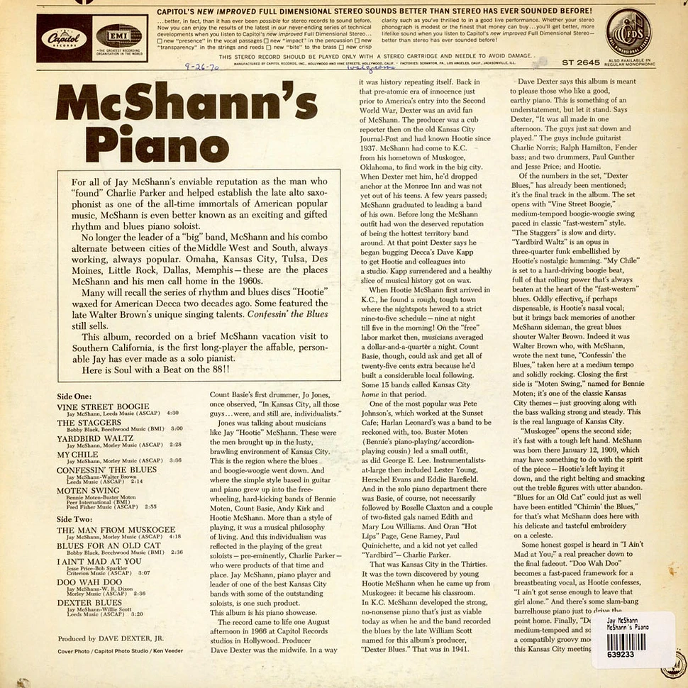 Jay McShann - McShann's Piano