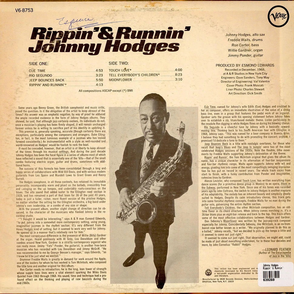 Johnny Hodges - Rippin' & Runnin'