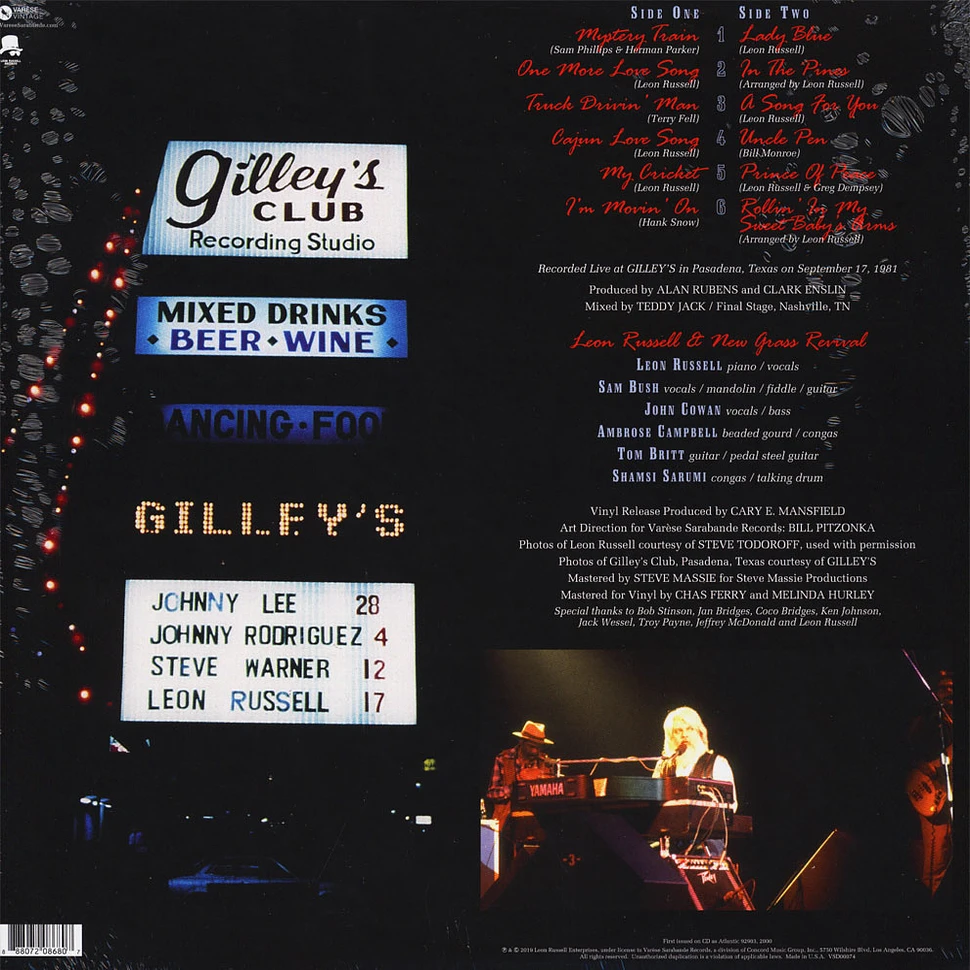 Leon Russell - Live At Gilley's Record Store Day 2019 Edition