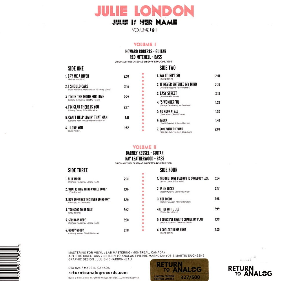 Julie London - Julie Is Her Name Volume 1 & 2