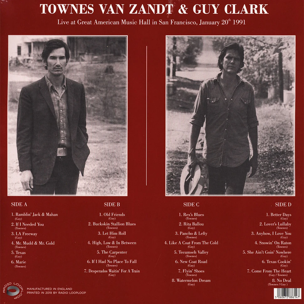 Townes Van Zandt & Guy Clark - Live At Great American Music Hall In San Francisco 1991