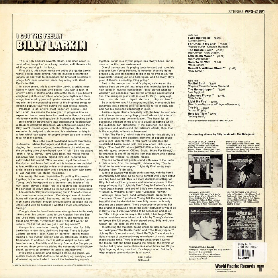 Billy Larkin - I Got The Feelin'