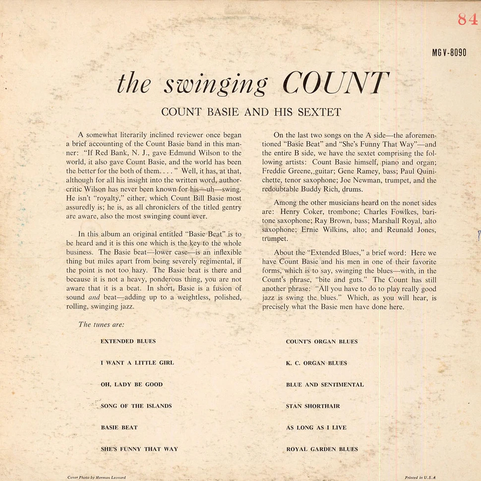 Count Basie Sextet - The Swinging Count