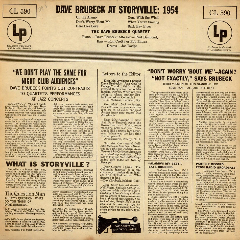 The Dave Brubeck Quartet - Dave Brubeck At Storyville: 1954