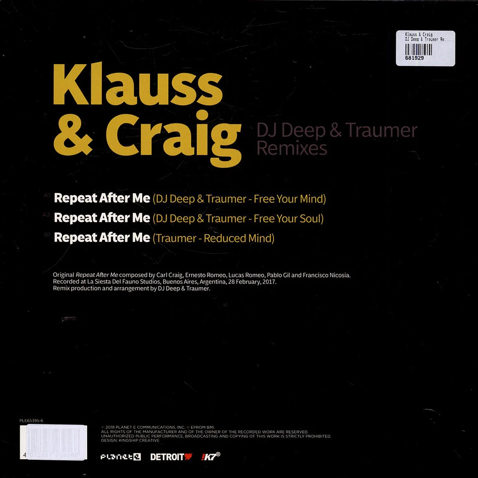 Klauss & Carl Craig - Repeat After Me (DJ Deep & Traumer Remixes)