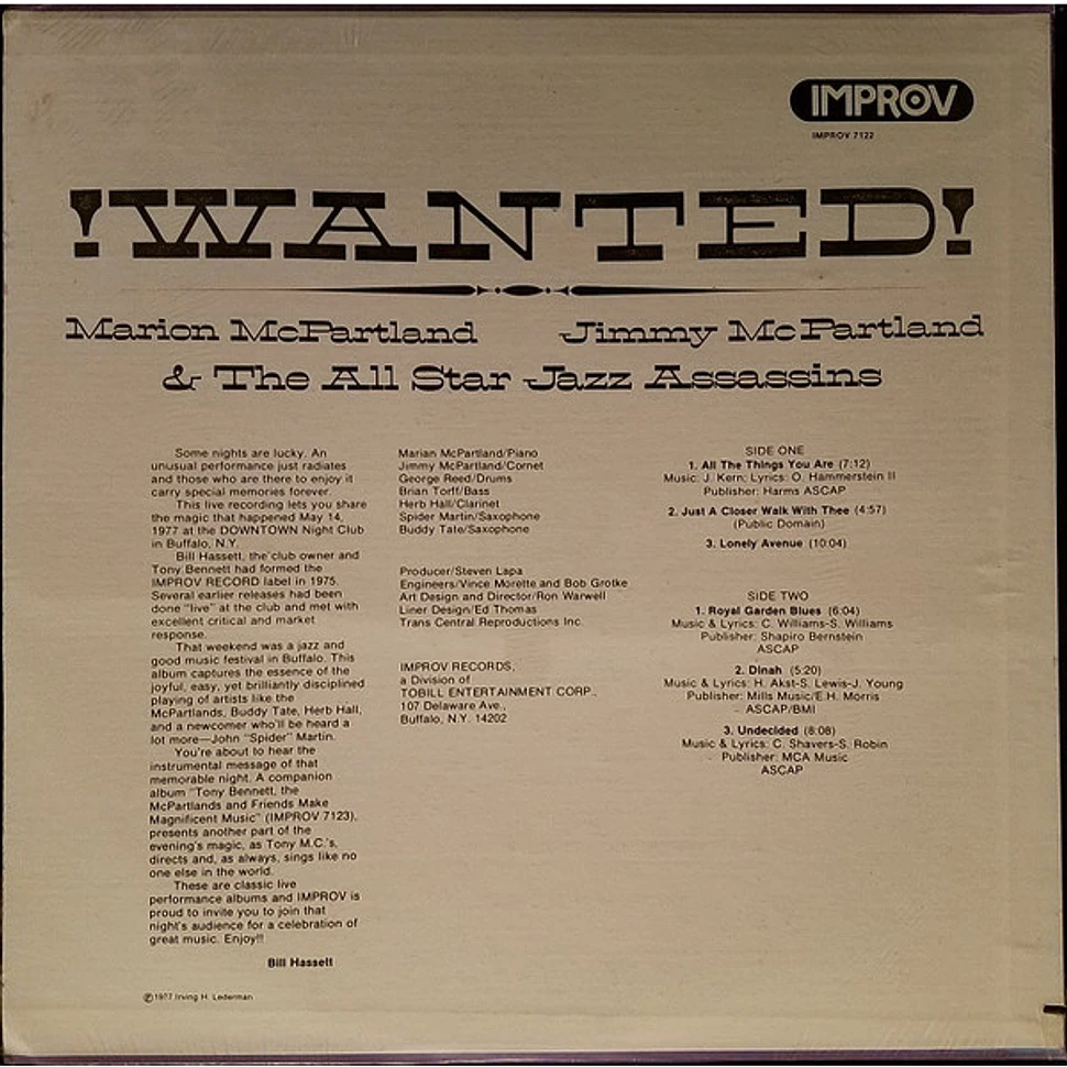 Marian McPartland, Jimmy McPartland & The All Star Jazz Assassins - !Wanted!