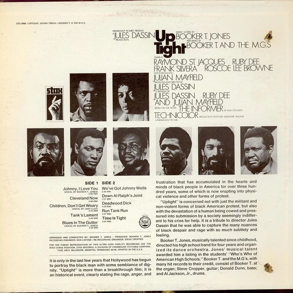 Booker T. Jones / Booker T & The MG's - Up Tight (Music From The Score Of The Motion Picture)