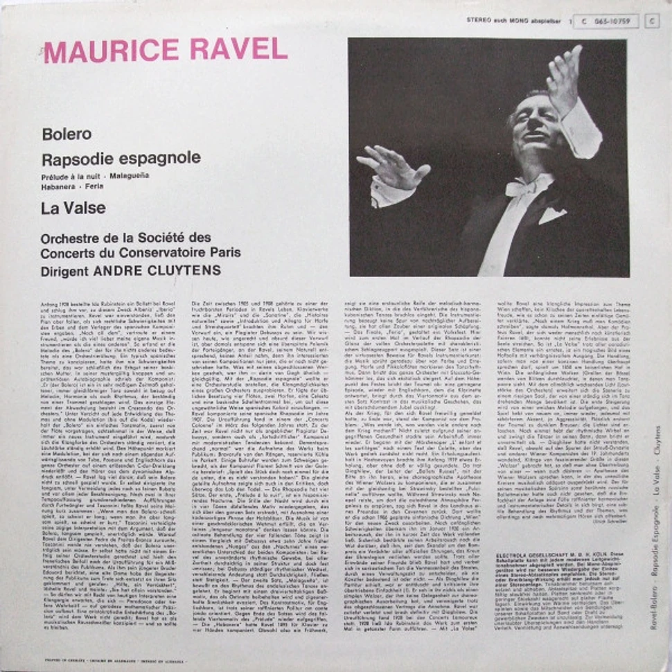 Maurice Ravel, Orchestre De La Société Des Concerts Du Conservatoire - André Cluytens - Bolero • Rhapsodie Espagnole • La Valse