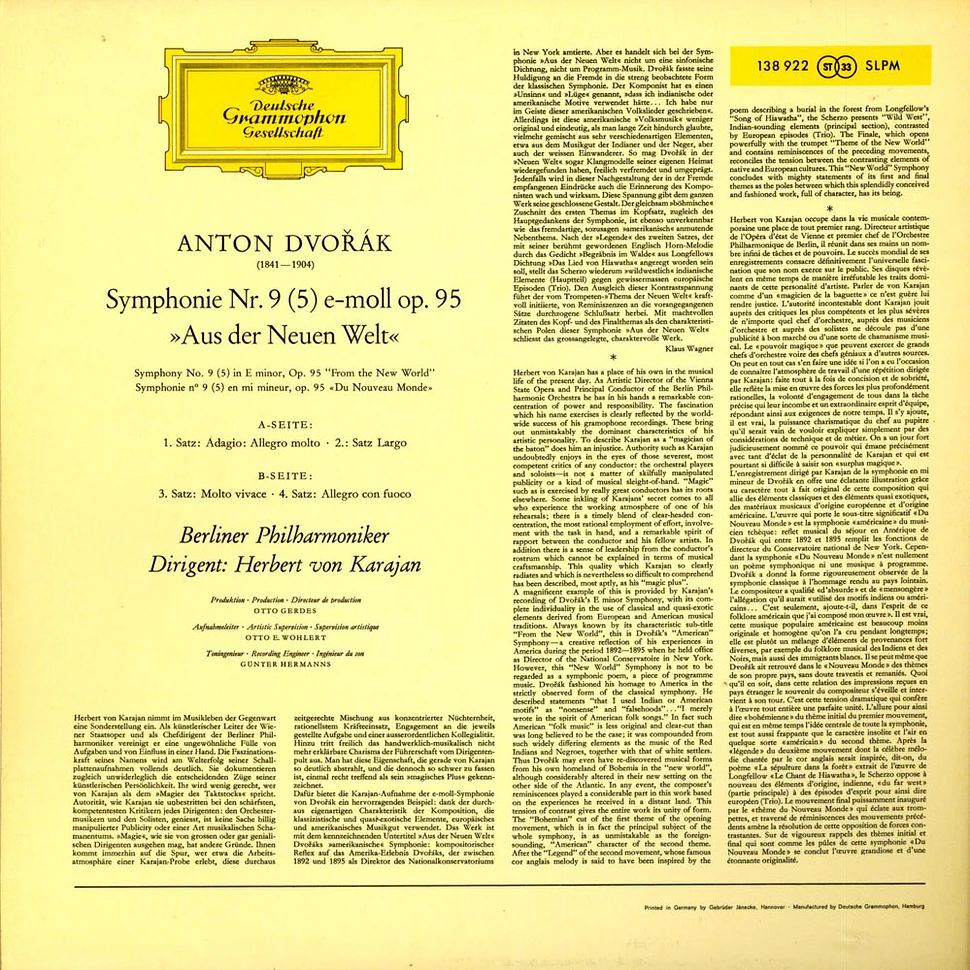 Antonín Dvořák ‧ Berliner Philharmoniker ‧ Herbert von Karajan - Symphonie "Aus Der Neuen Welt"