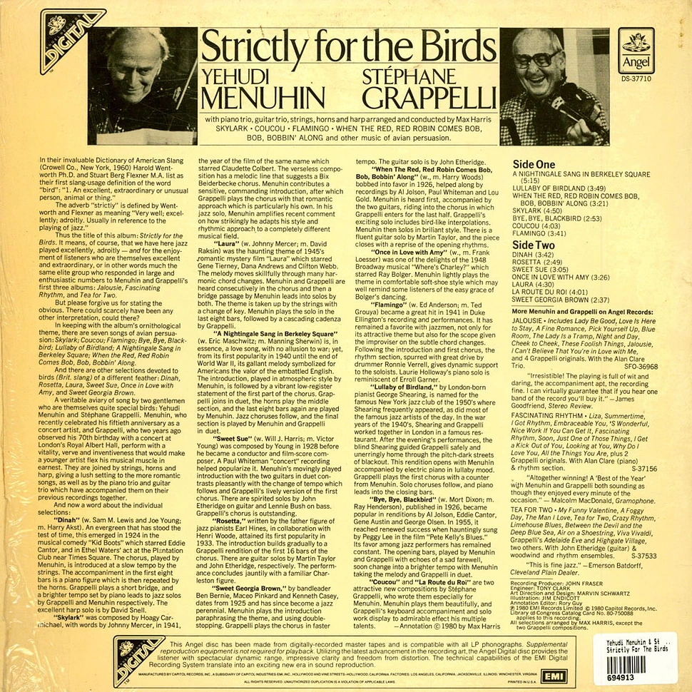 Yehudi Menuhin & Stéphane Grappelli - Strictly For The Birds