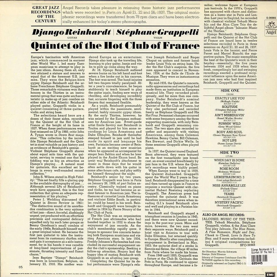 Django Reinhardt & Stephane Grappelli - Quintet Of The Hot Club Of France