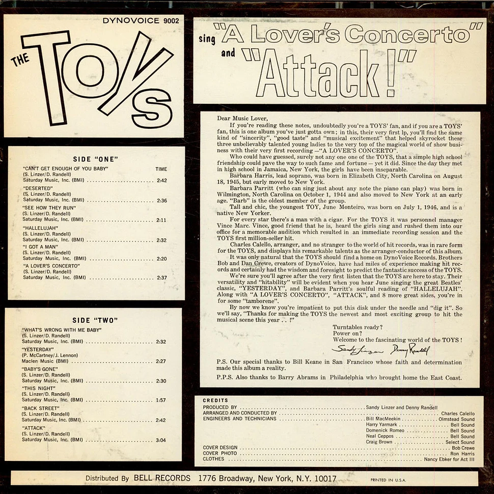 The Toys - The Toys Sing "A Lover's Concerto" And "Attack"