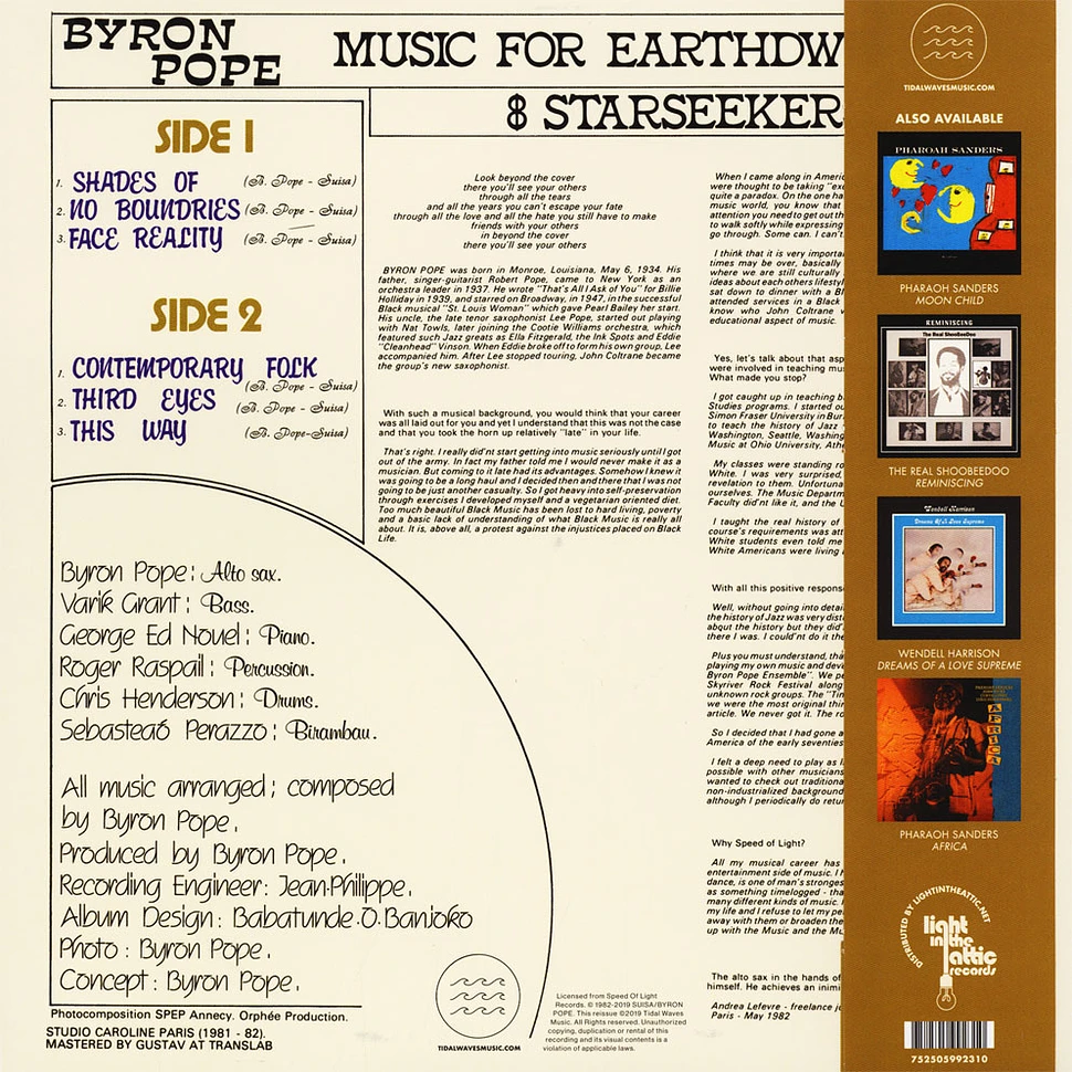 Byron Pope Speed Of Light - Music For Earthdwellers & Starseekers