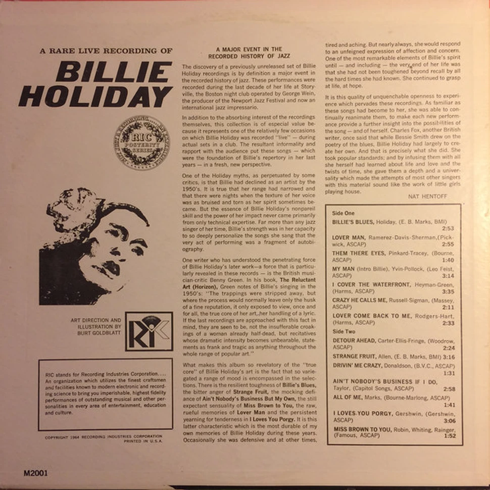 Billie Holiday - A Rare Live Recording Of Billie Holiday