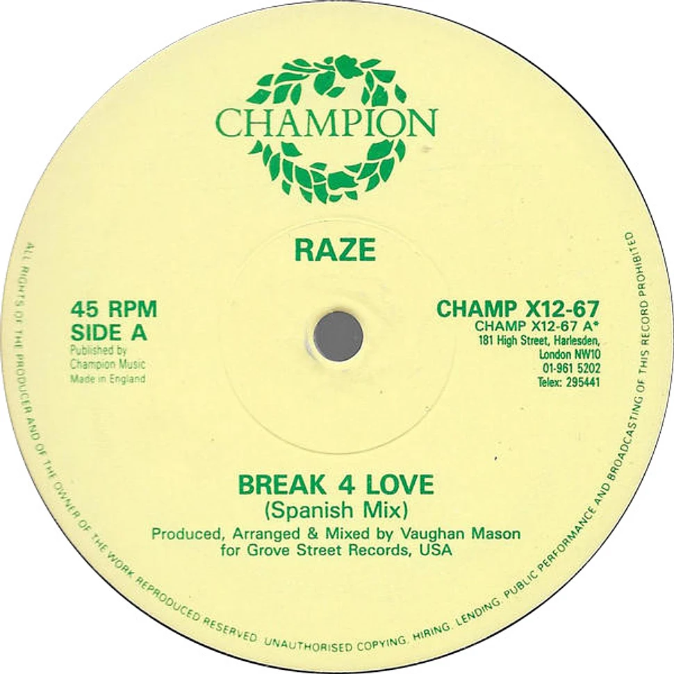 Raze Break 4 Love Vinyl 12