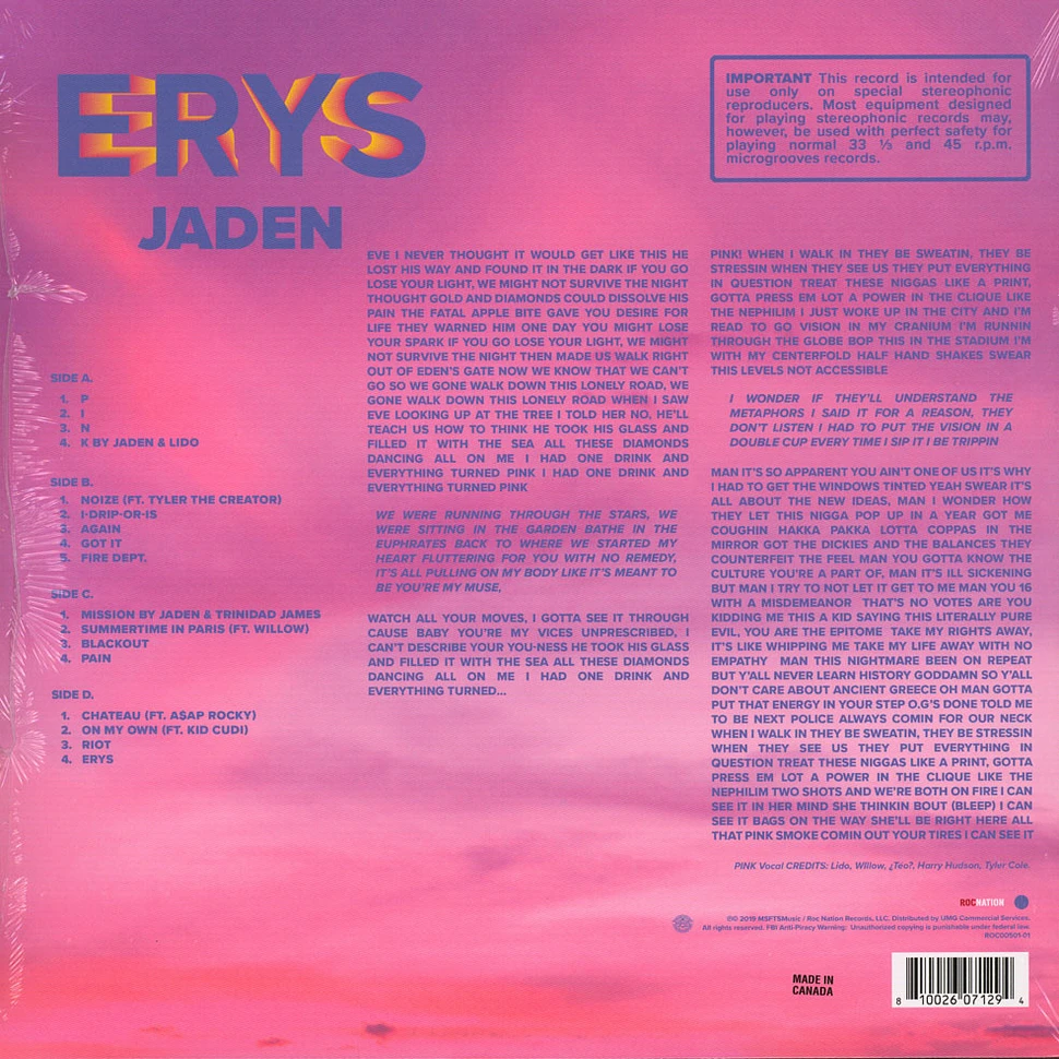 Jaden - Erys Pink Vinyl Edition