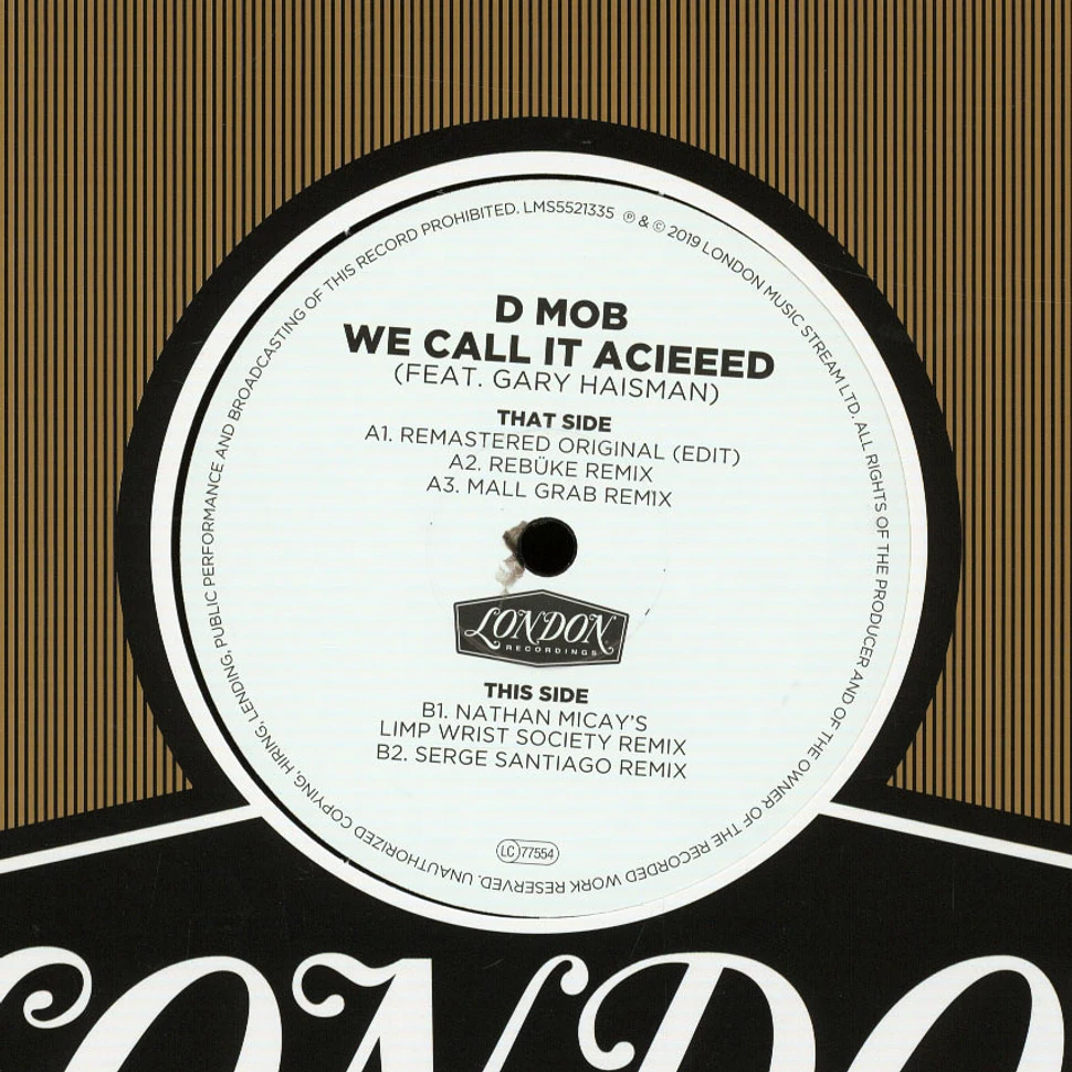 D-Mob - We Call It Acieed Remixes Record Store Day 2020 Edition