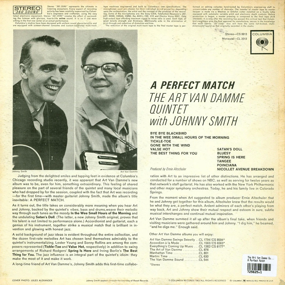 The Art Van Damme Quintet With Johnny Smith - A Perfect Match