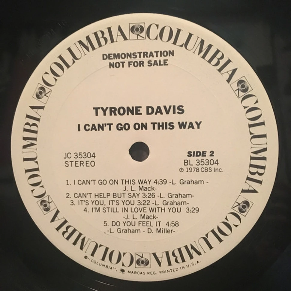 Tyrone Davis - I Can't Go On This Way