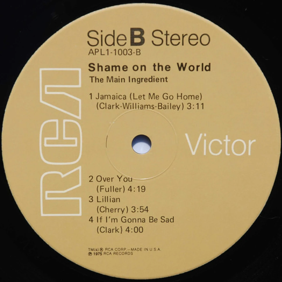 The Main Ingredient - Shame On The World