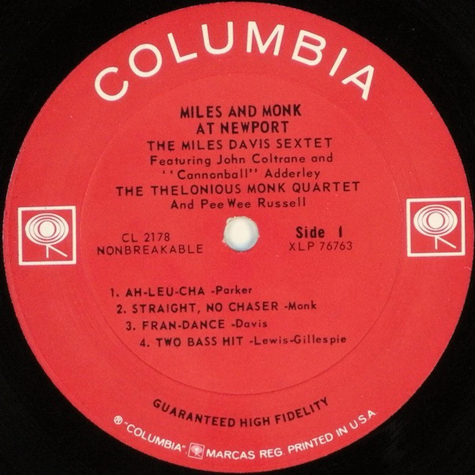 The Miles Davis Sextet Featuring John Coltrane And Cannonball Adderley, The Thelonious Monk Quartet And Pee Wee Russell - Miles & Monk At Newport