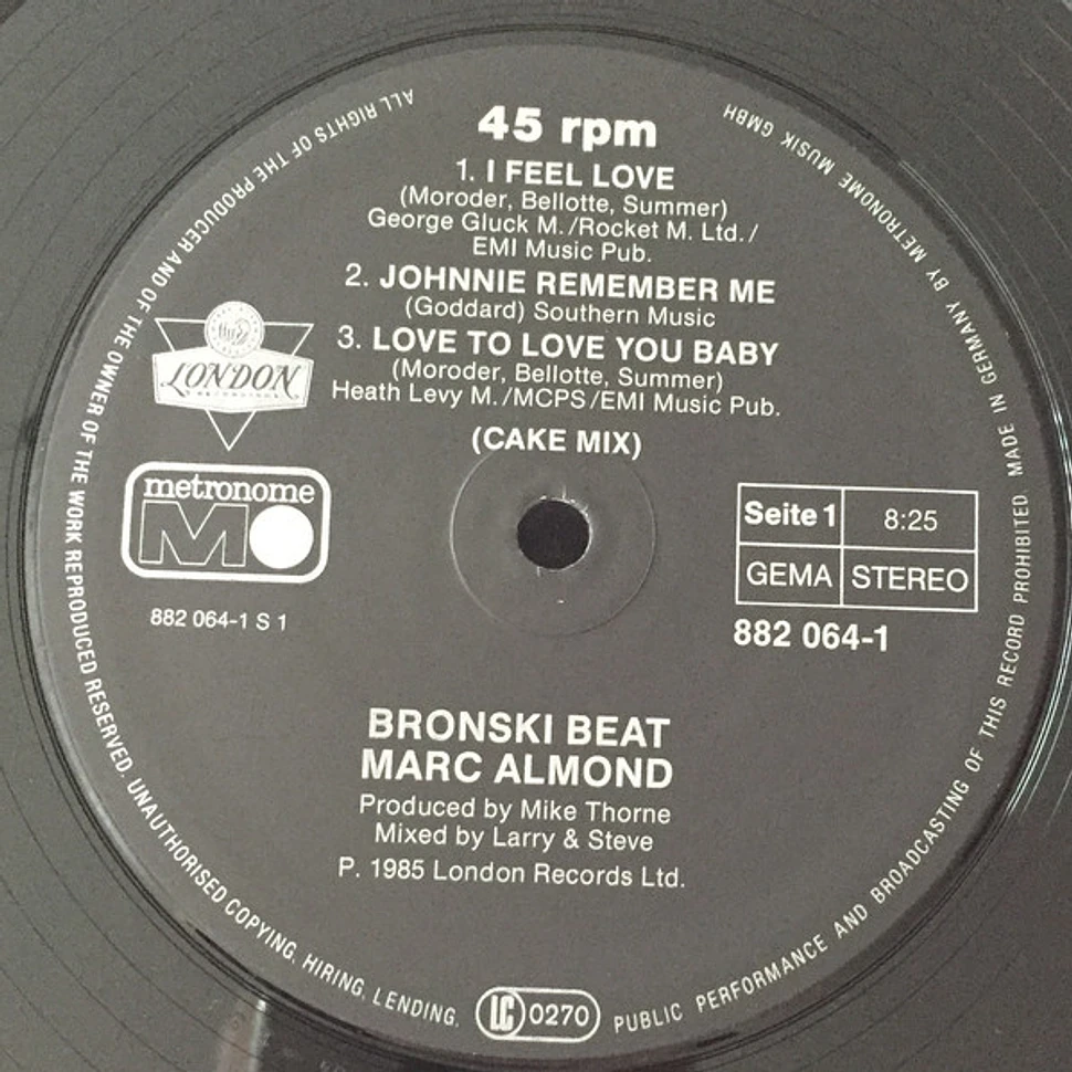 Bronski Beat, Marc Almond - I Feel Love (Cake Mix)