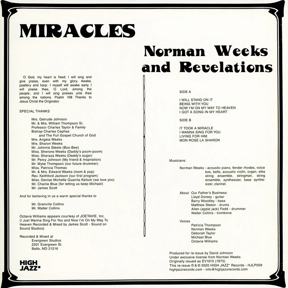 Norman Weeks & The Revelations - Miracles