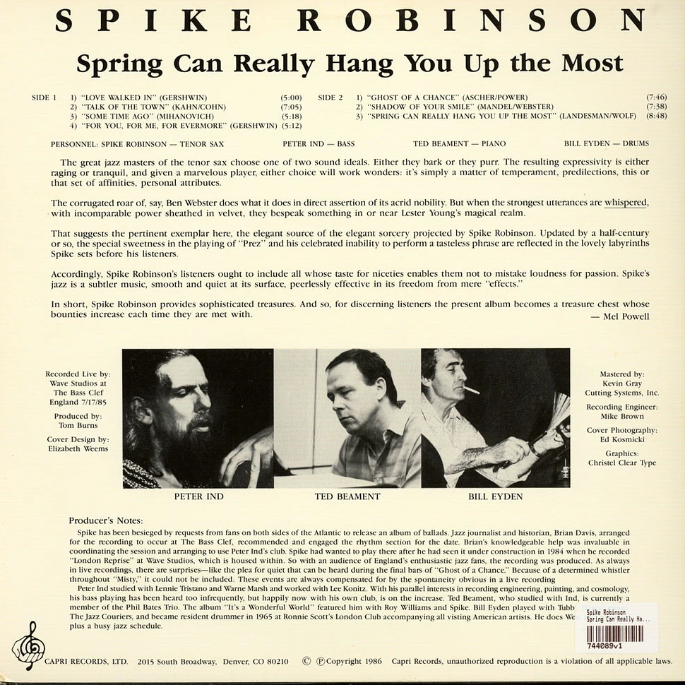 Spike Robinson - Spring Can Really Hang You Up The Most