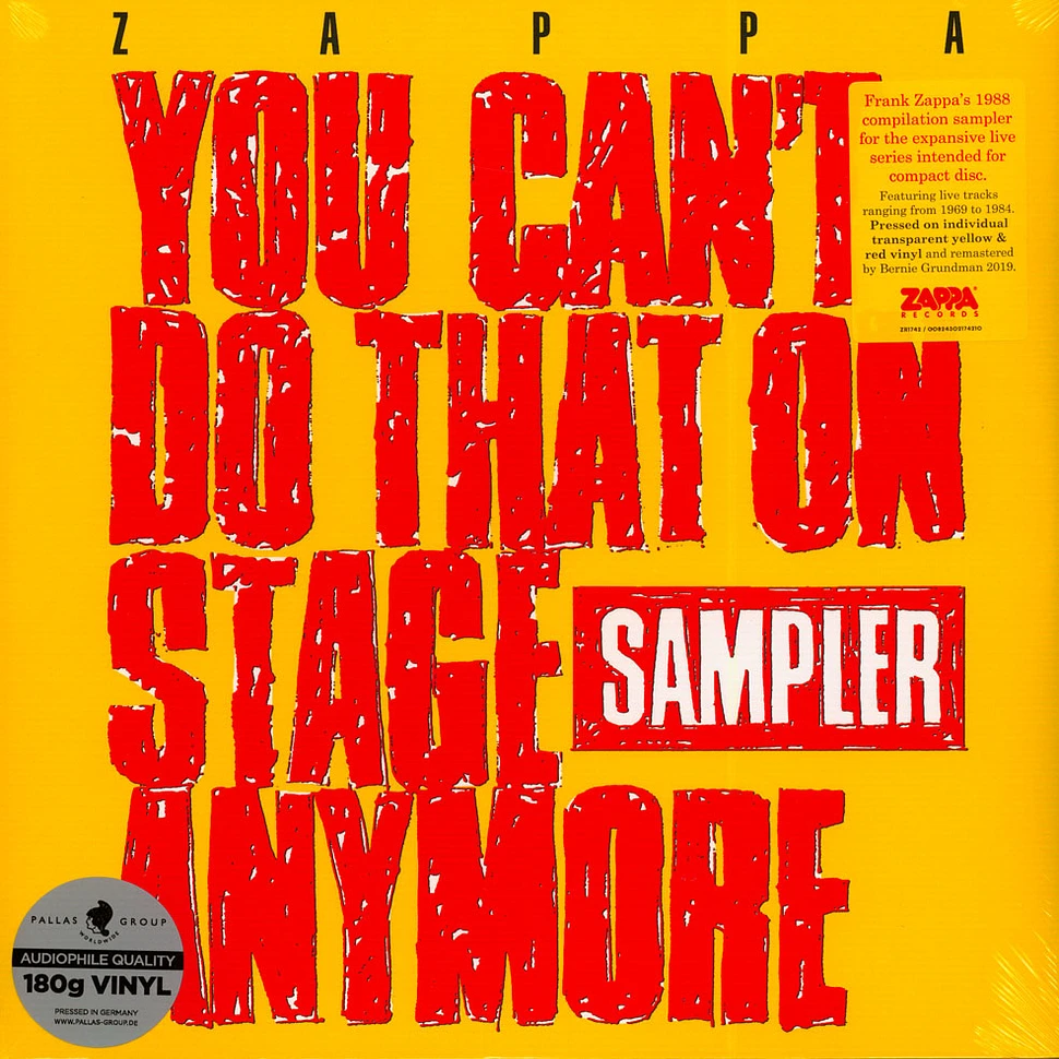 Frank Zappa - You Can't Do That On Stage Anymore Sampler Transparent Red & Transparent Yellow Record Store Day 2020 Edition