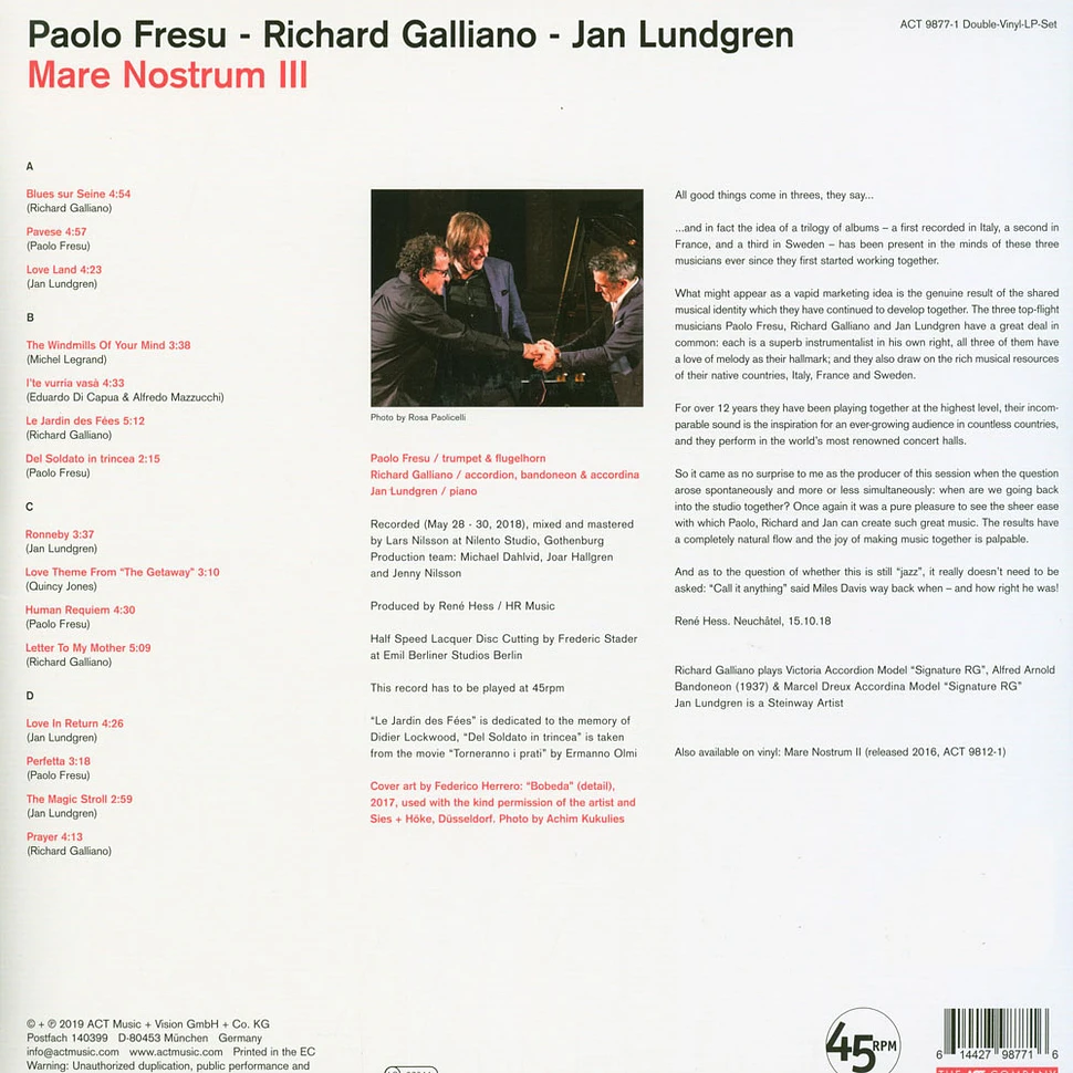Paolo Fresu, Richard Galliano & Jan Lundgren - Mare Nostrum III