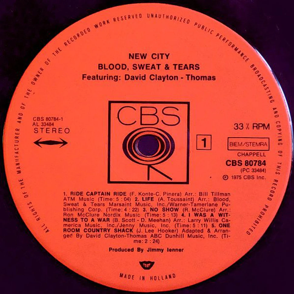 Blood, Sweat And Tears Featuring David Clayton-Thomas - New City