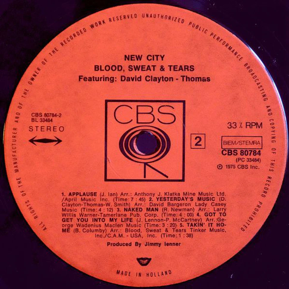 Blood, Sweat And Tears Featuring David Clayton-Thomas - New City