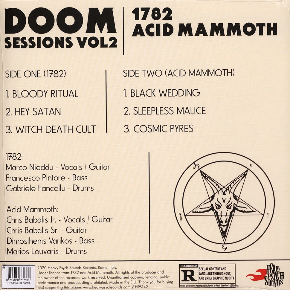 1782 / Acid Mammoth - Doom Sessions Volume 2 Purple Vinyl Edition