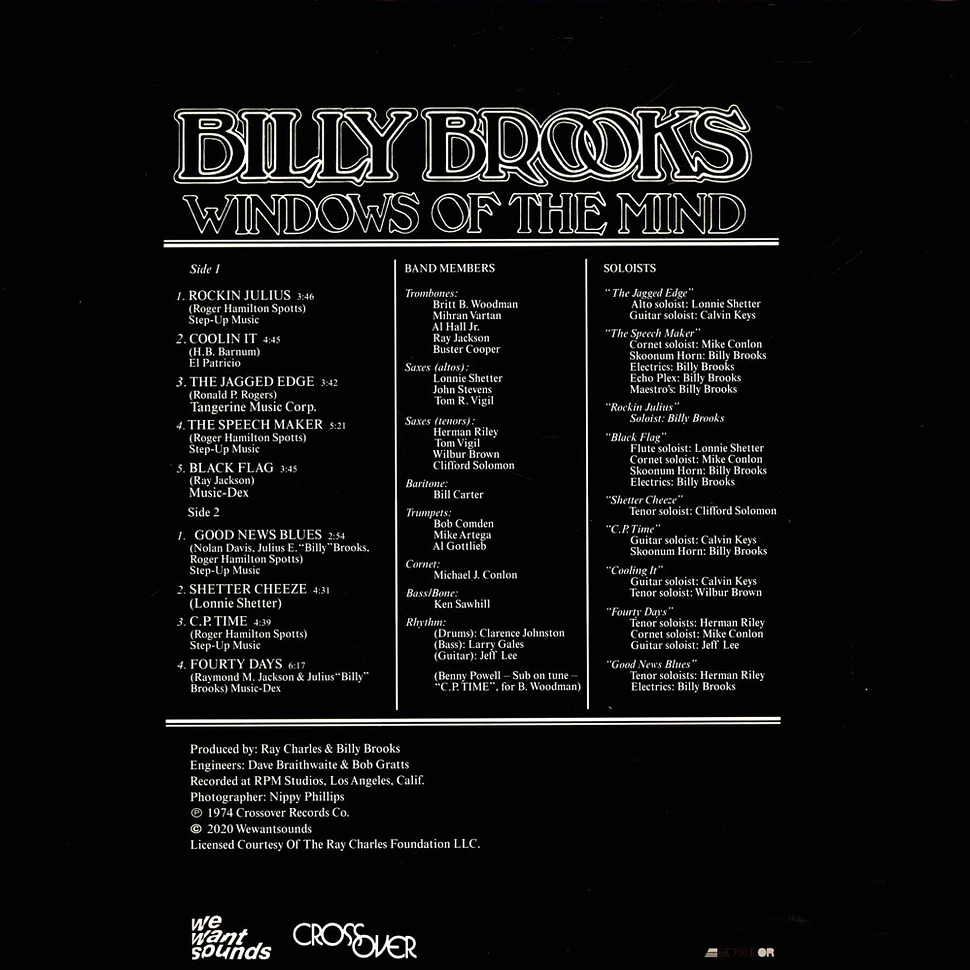 Billy Brooks - Window Of The Mind Black Vinyl Edition