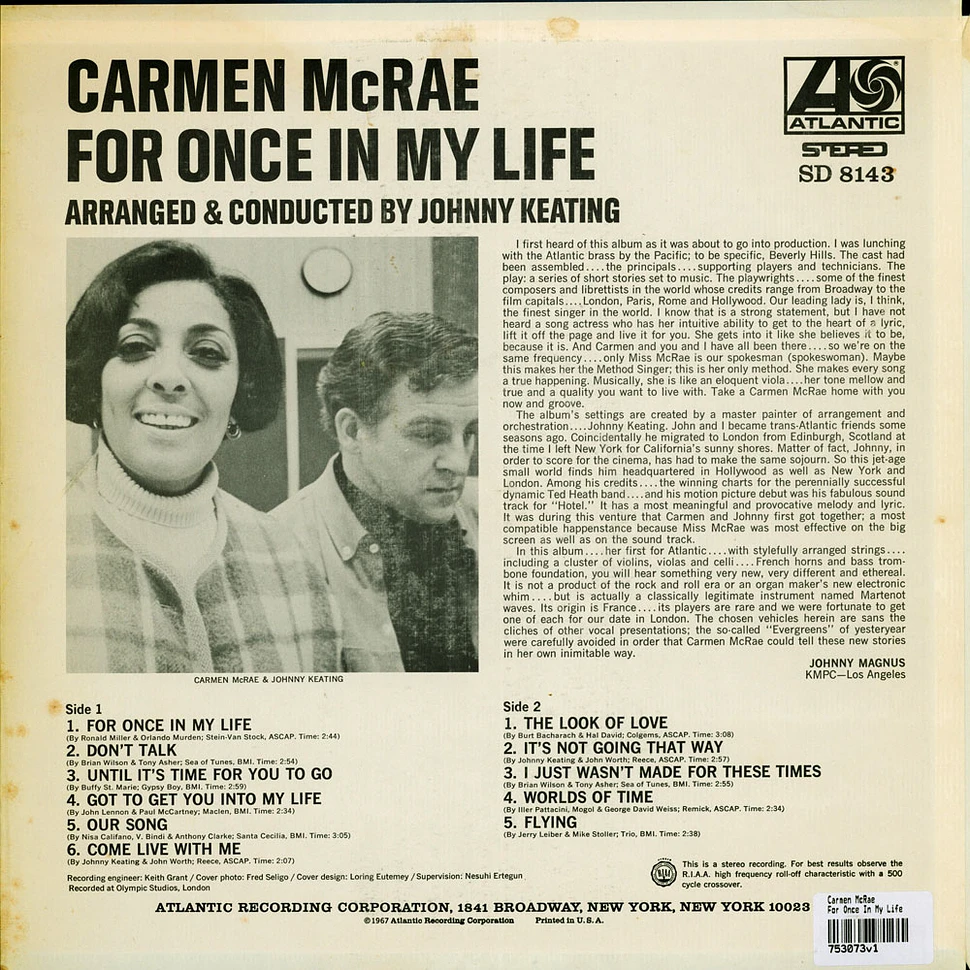 Carmen McRae - For Once In My Life