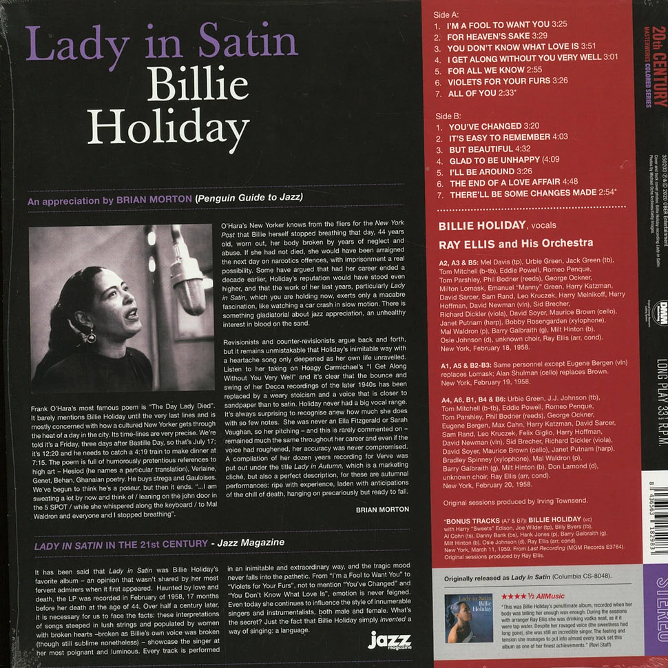 Billie Holiday - Lady In Satin Rose Vinyl Edition