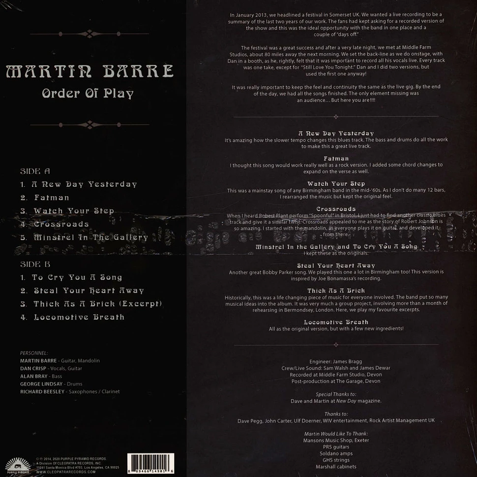 Martin Barre - Order Of Play Blue Vinyl Edition
