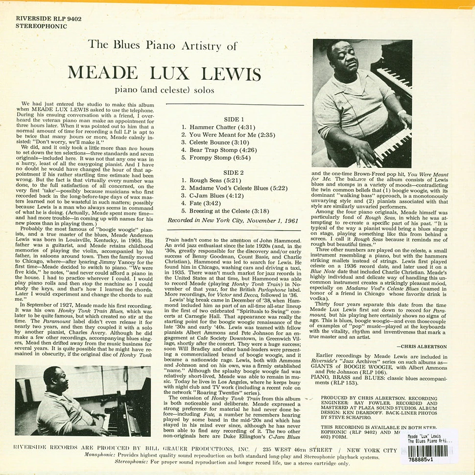 Meade "Lux" Lewis - The Blues Piano Artistry Of Meade Lux Lewis