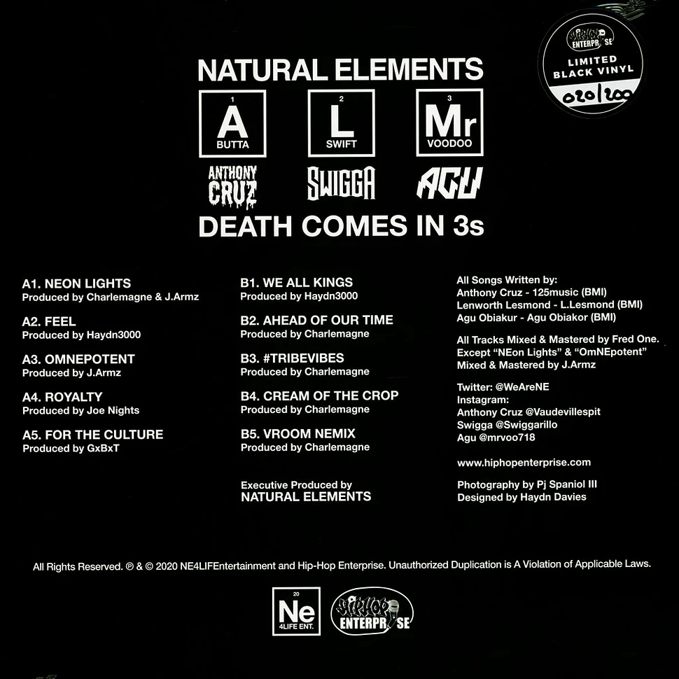 Natural Elements - Death Comes In 3s Black Vinyl Edition