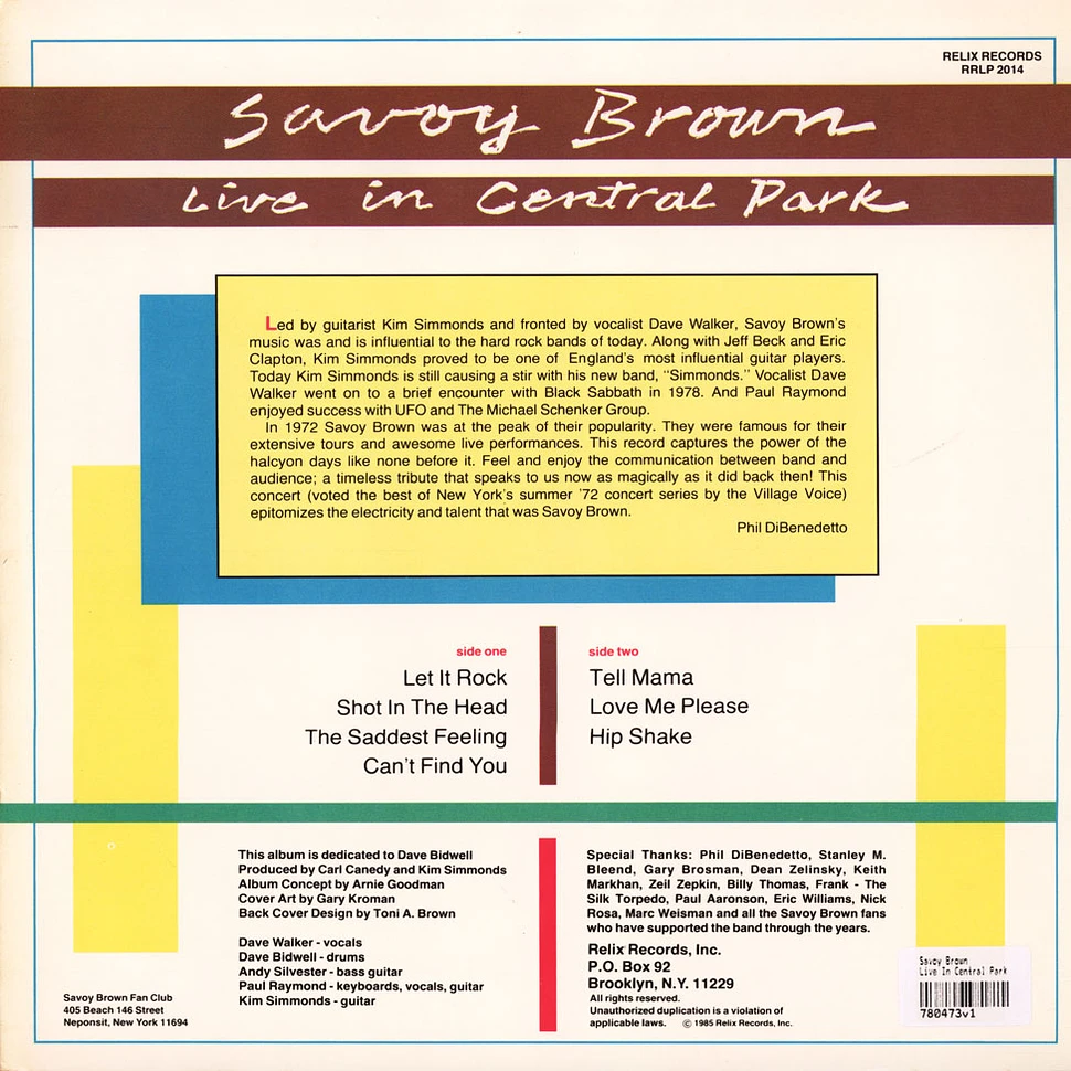 Savoy Brown - Live In Central Park