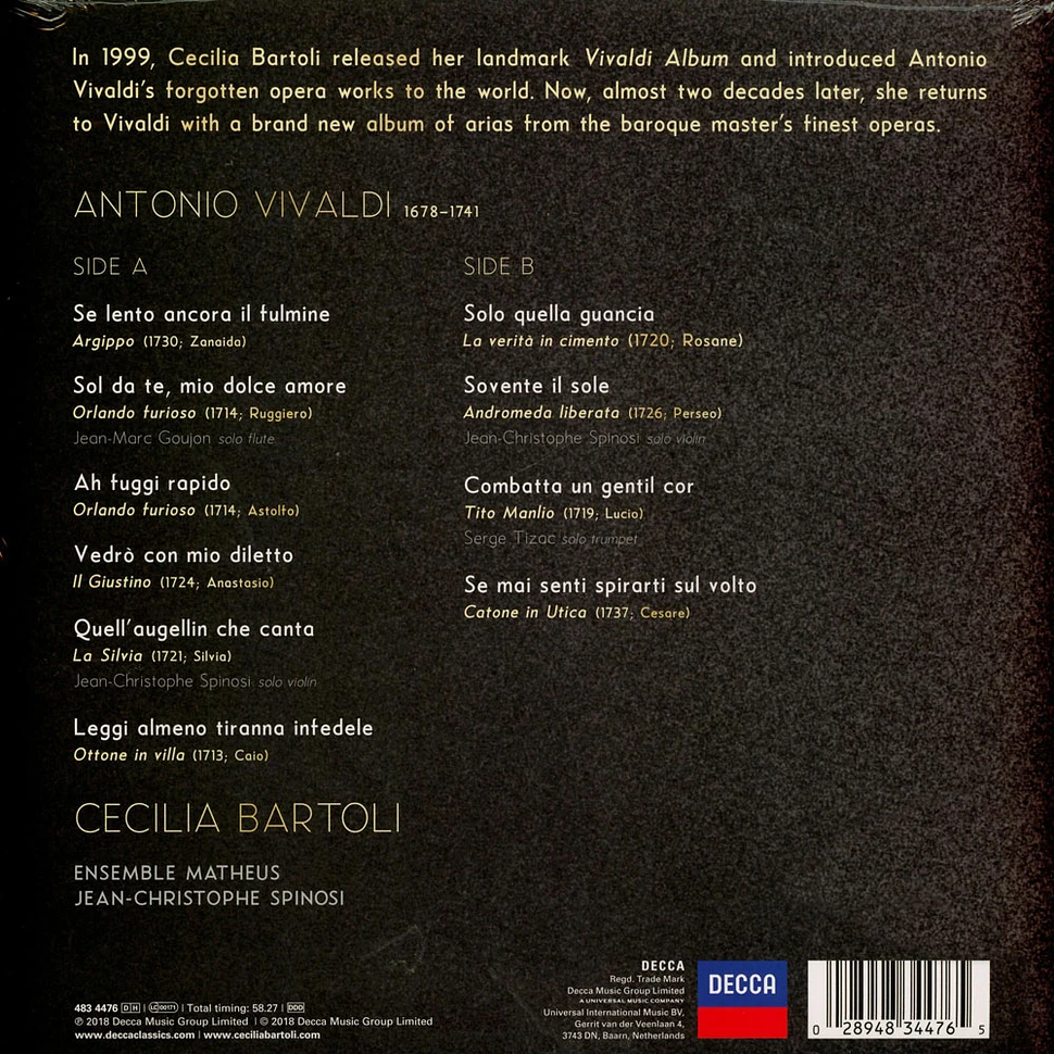 Cecialia Bartoli / Spinosi / Ensemble Matheus - Antonio Vivaldi