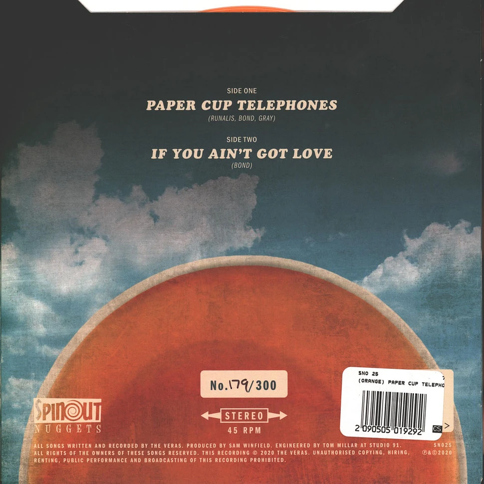 Veras - Paper Cup Telephones/If You Ain't Go Orange Vinyl Edition