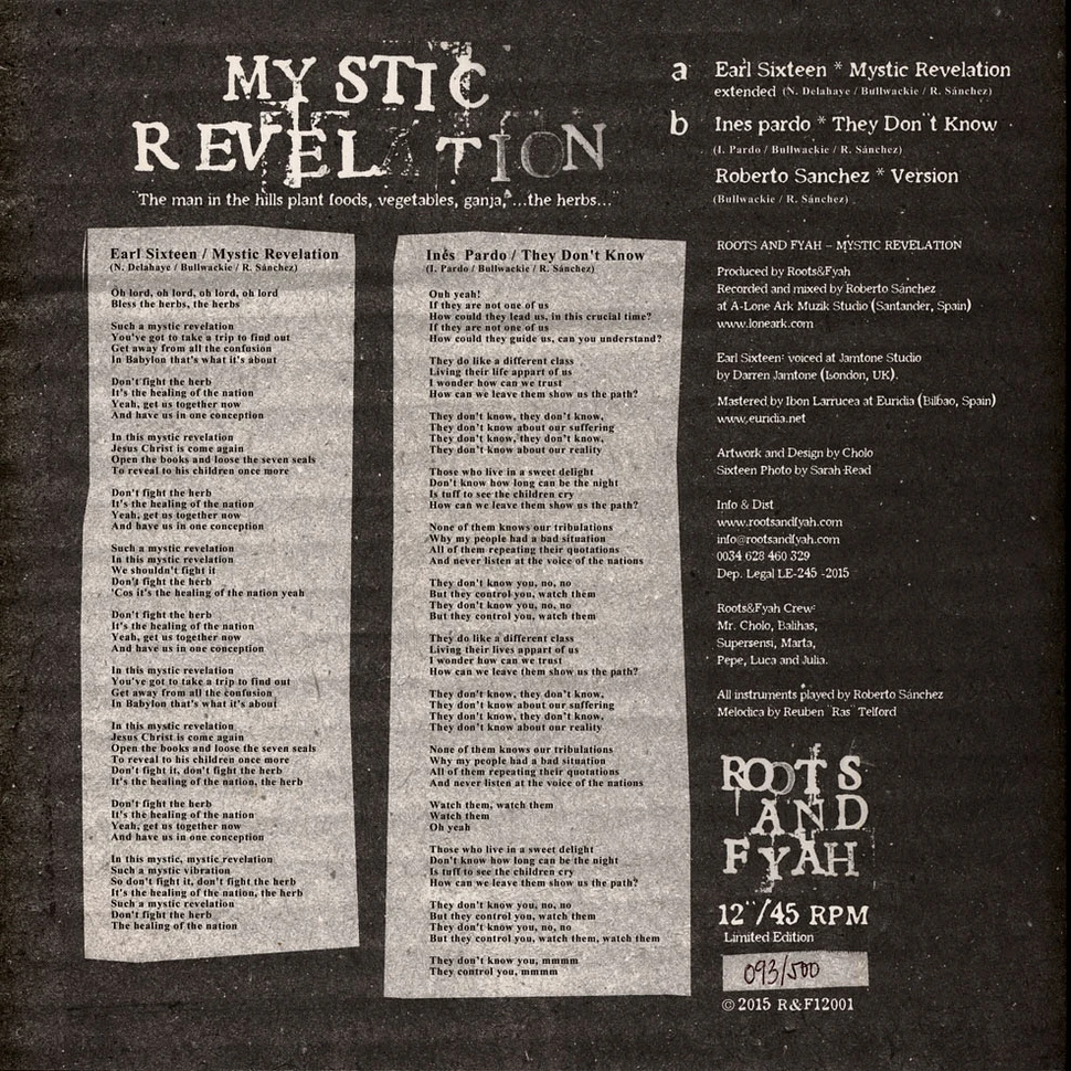 Earl Sixteen Ines Pardo, Roberto Sanchez - Mystic Revelation / They Don't Know, Version