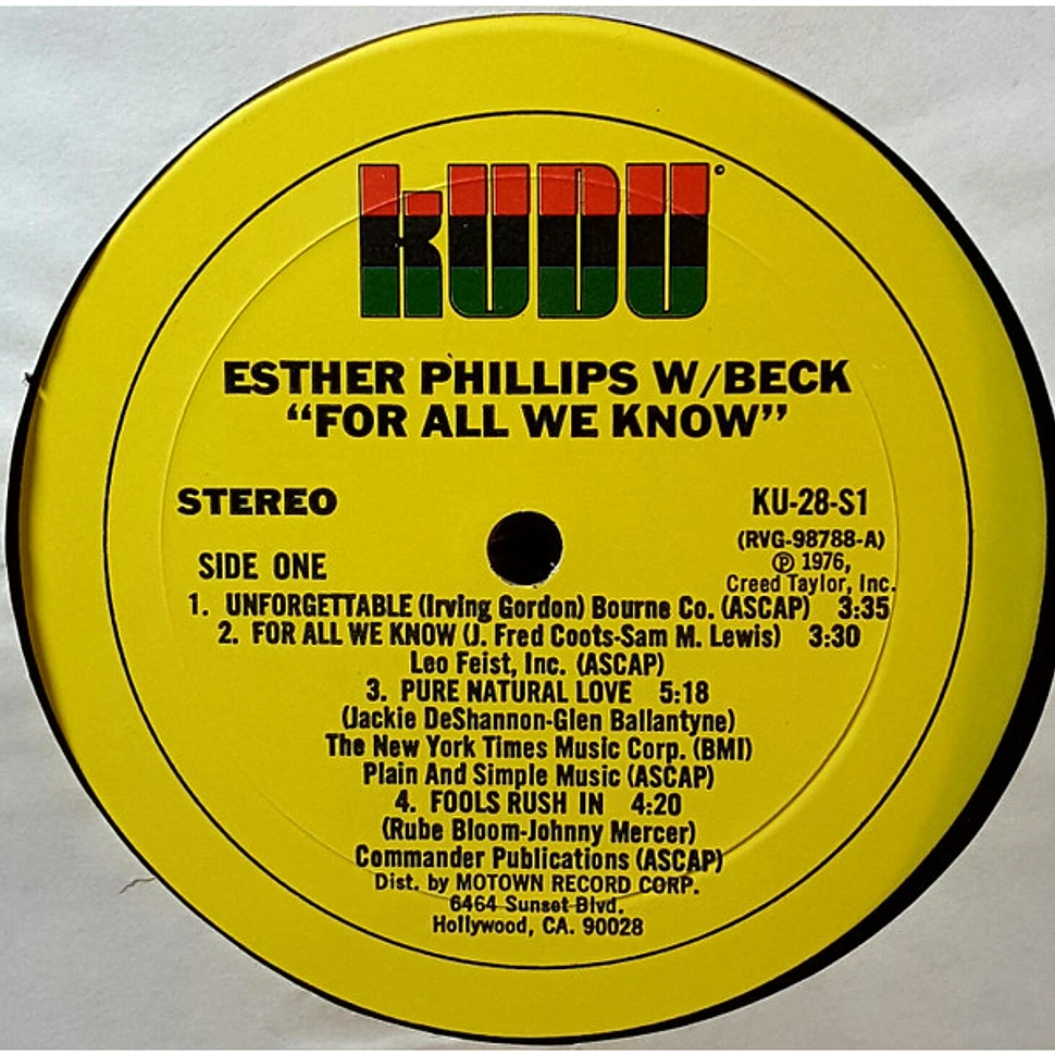 Esther Phillips With Joe Beck - For All We Know