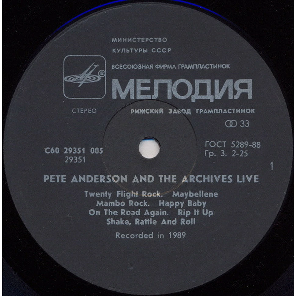 Pete Anderson & The Archives - Live!