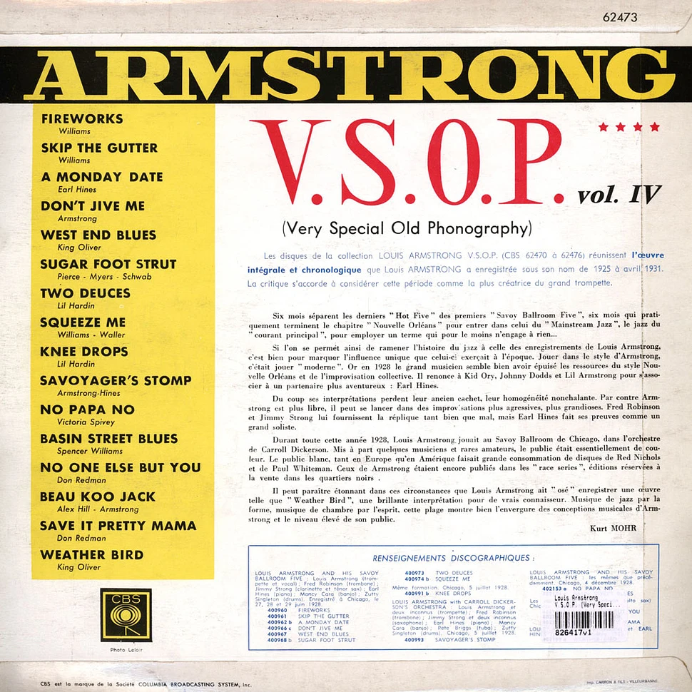 Louis Armstrong - V.S.O.P. (Very Special Old Phonography) Vol. 4