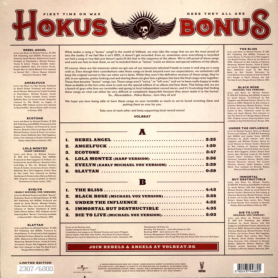 Volbeat - Hokus Bonus Limited Colored Vinyl Edition